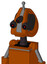 Redish-Orange Mech With Droid Head And Toothy Mouth And Three-Eyed And Single Antenna