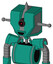 Green Automaton With Mechanical Head And Happy Mouth And Black Cyclops Eye And Spike Tip
