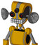 Yellow Robot With Droid Head And Keyboard Mouth And Three-Eyed