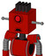 Red Mech With Box Head And Sad Mouth And Cyclops Eye And Pipe Hair