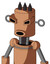 Peach Robot With Cylinder Head And Round Mouth And Angry Eyes And Three Dark Spikes