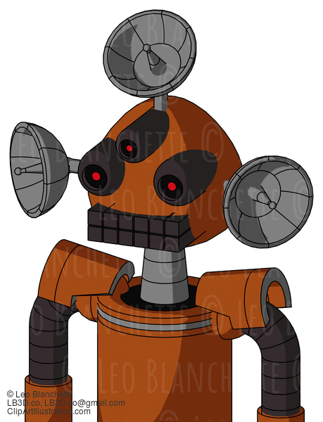 Brownish Droid With Rounded Head And Keyboard Mouth And Three-Eyed And Radar Dish Hat #22312