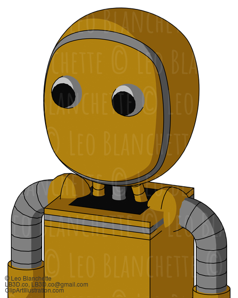 Dark-Yellow Automaton With Bubble Head And Two Eyes #22328