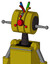Yellow Automaton With Multi-Toroid Head And Cyclops Compound Eyes And Wire Hair