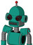Green Automaton With Dome Head And Square Mouth And Black Glowing Red Eyes And Single Led Antenna