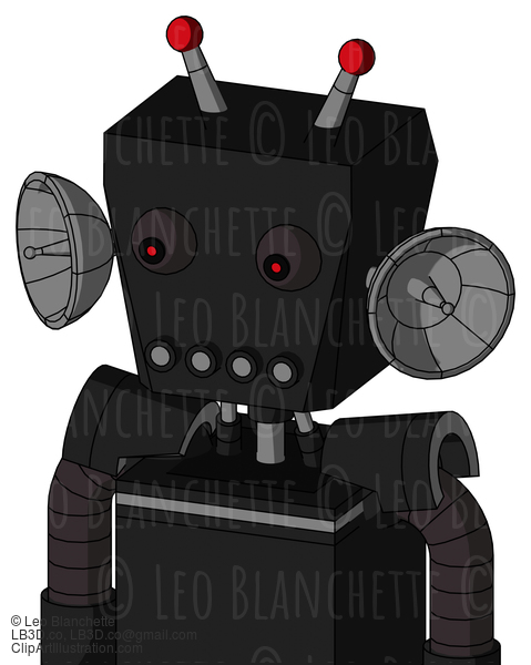 Black Automaton With Box Head And Pipes Mouth And Red Eyed And Double Led Antenna #22336