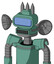 Green Mech With Cone Head And Square Mouth And Large Blue Visor Eye And Three Spiked