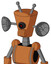 Orange Droid With Cylinder-Conic Head And Speakers Mouth And Black Cyclops Eye And Double Antenna