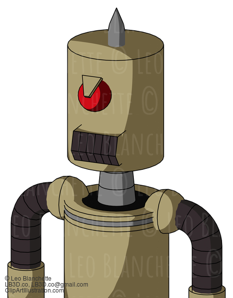 Army-Tan Automaton With Cylinder Head And Dark Tooth Mouth And Angry Cyclops And Spike Tip #22352