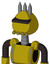 Yellow Automaton With Rounded Head And Pipes Mouth And Black Visor Cyclops And Three Spiked