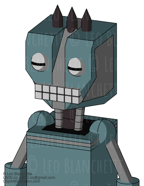 Blue Mech With Mechanical Head And Keyboard Mouth And Two Eyes And Three Dark Spikes #22362