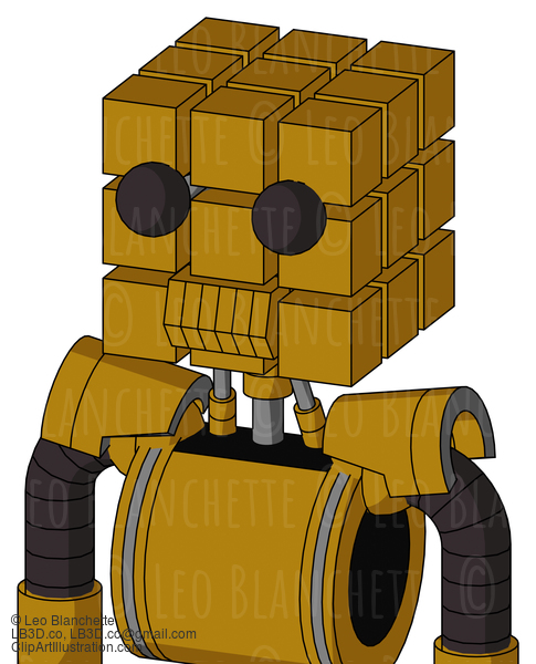 Dark-Yellow Automaton With Cube Head And Toothy Mouth And Two Eyes #22367