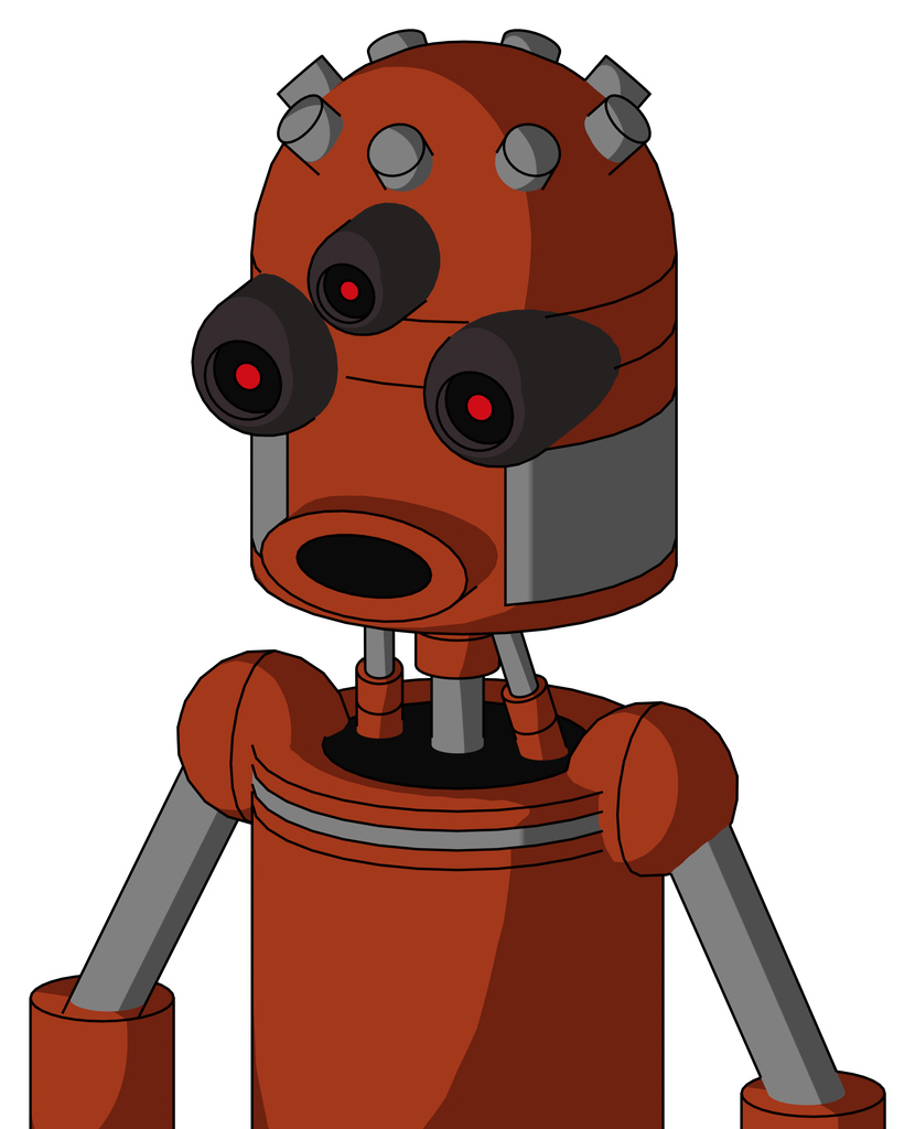 Orange Robot With Dome Head And Round Mouth And Three-Eyed