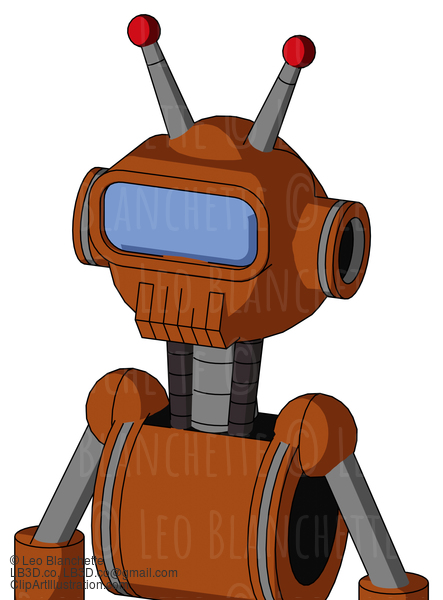 Brownish Droid With Rounded Head And Toothy Mouth And Large Blue Visor Eye And Double Led Antenna #22373