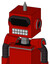 Red Mech With Box Head And Keyboard Mouth And Black Visor Eye And Spike Tip