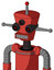 Tomato-Red Droid With Cylinder-Conic Head And Square Mouth And Three-Eyed And Single Led Antenna