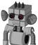 White Automaton With Cube Head And Toothy Mouth And Black Glowing Red Eyes And Three Dark Spikes