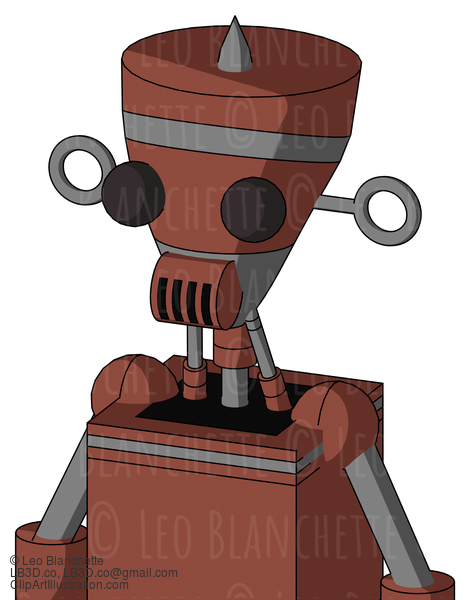 Brown Droid With Vase Head And Speakers Mouth And Two Eyes And Spike Tip #22383