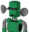 Green Automaton With Cylinder Head And Sad Mouth And Black Visor Cyclops