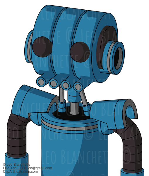 Blue Automaton With Multi-Toroid Head And Pipes Mouth And Two Eyes #22394