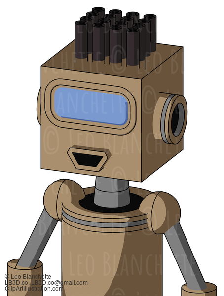 Cardboard Mech With Box Head And Happy Mouth And Large Blue Visor Eye And Pipe Hair #22401