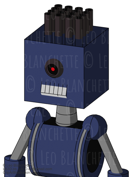 Blue Droid With Box Head And Teeth Mouth And Black Cyclops Eye And Pipe Hair #22403