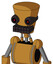 Yellowish Droid With Cylinder-Conic Head And Keyboard Mouth And Black Glowing Red Eyes