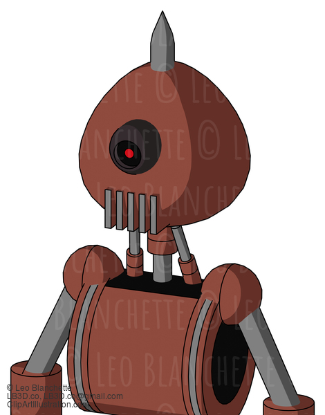 Brown Droid With Rounded Head And Vent Mouth And Black Cyclops Eye And Spike Tip #22410