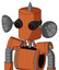 Orange Mech With Cylinder Head And Black Glowing Red Eyes And Spike Tip