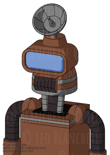 Brown Mech With Cone Head And Dark Tooth Mouth And Large Blue Visor Eye And Radar Dish Hat #22441