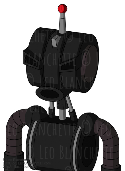 Black Automaton With Multi-Toroid Head And Round Mouth And Angry Eyes And Single Led Antenna #22453