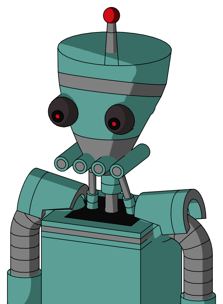 Greenish Mech With Vase Head And Pipes Mouth And Red Eyed And Single Led Antenna