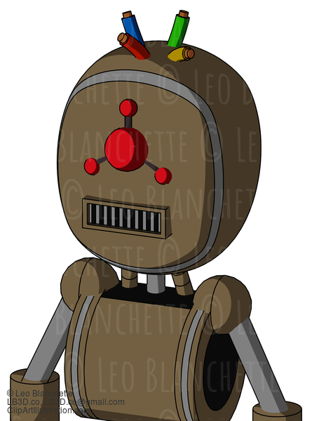 Cardboard Automaton With Bubble Head And Square Mouth And Cyclops Compound Eyes And Wire Hair #22461