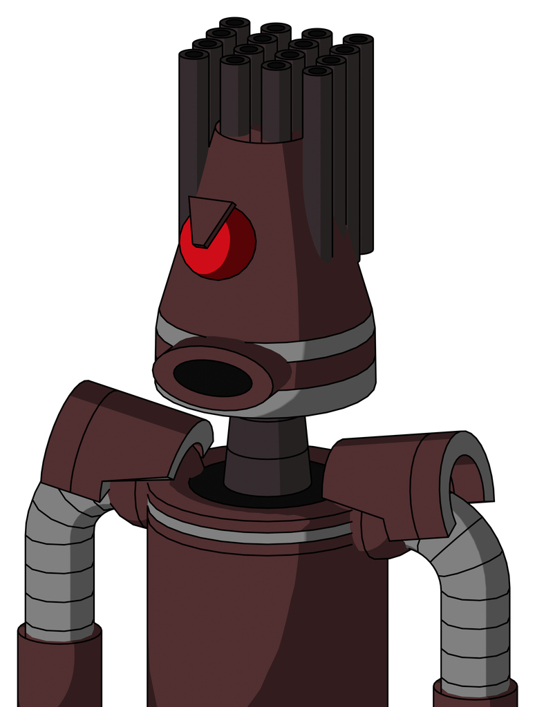 Purple Droid With Cone Head And Round Mouth And Angry Cyclops And Pipe Hair