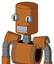 Orange Robot With Cylinder Head And Teeth Mouth And Two Eyes
