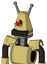 Yellow Droid With Cone Head And Keyboard Mouth And Angry Cyclops Eye And Double Antenna