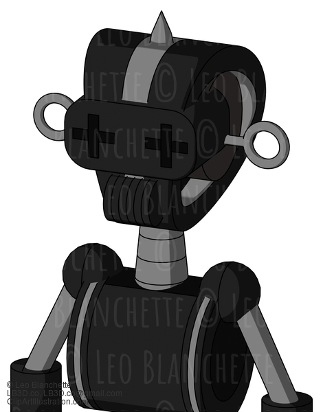 Black Automaton With Droid Head And Speakers Mouth And Plus Sign Eyes And Spike Tip #22487