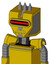Yellow Droid With Mechanical Head And Toothy Mouth And Visor Eye And Three Spiked