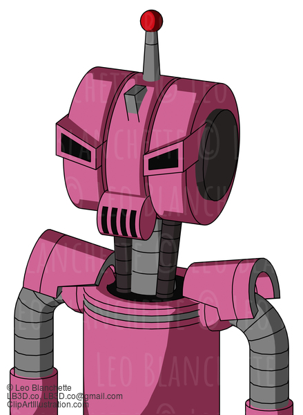Pink Robot With Multi-Toroid Head And Speakers Mouth And Angry Eyes And Single Led Antenna #22505