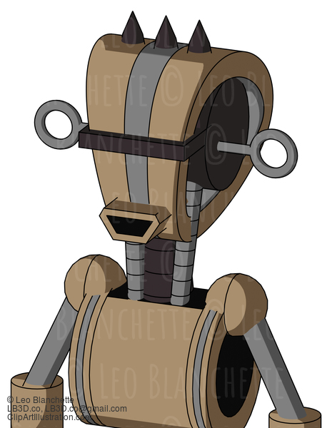 Cardboard Droid With Droid Head And Happy Mouth And Black Visor Cyclops And Three Dark Spikes #22509