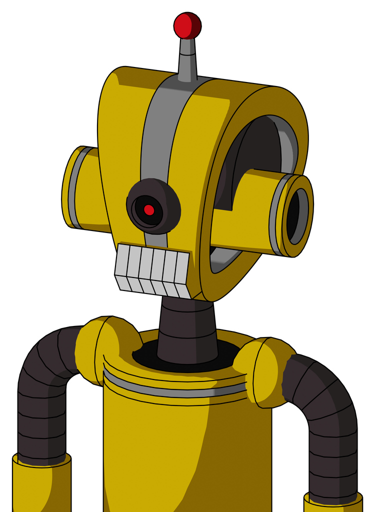 Yellow Droid With Droid Head And Teeth Mouth And Black Cyclops Eye And Single Led Antenna