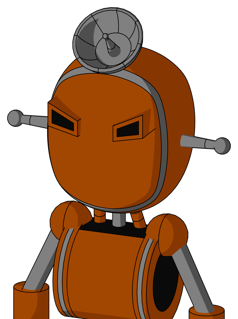 Redish-Orange Mech With Bubble Head And Angry Eyes And Radar Dish Hat