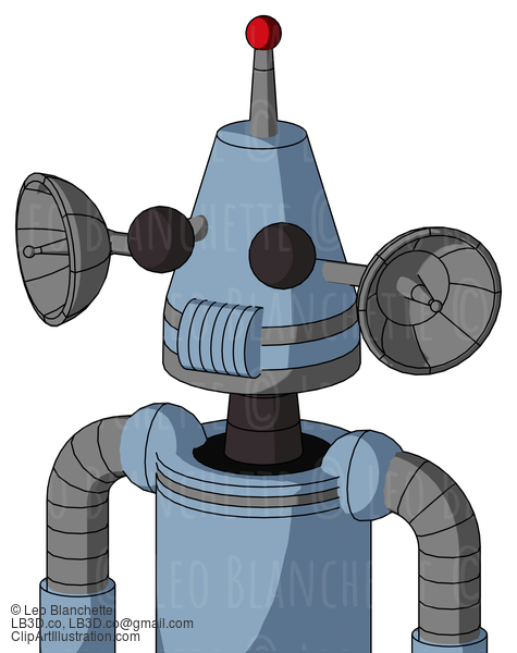 Blue Robot With Cone Head And Speakers Mouth And Two Eyes And Single Led Antenna #22520