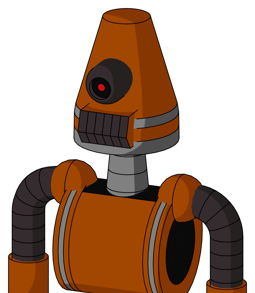 Redish-Orange Mech With Cone Head And Dark Tooth Mouth And Black Cyclops Eye