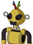 Yellow Droid With Rounded Head And Dark Tooth Mouth And Black Glowing Red Eyes And Wire Hair
