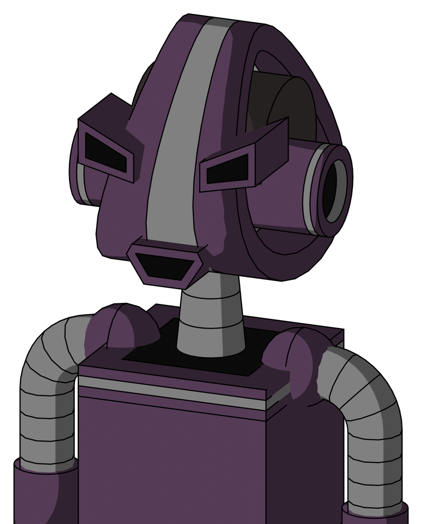 Purple Mech With Droid Head And Happy Mouth And Angry Eyes