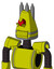 Yellow Robot With Cone Head And Toothy Mouth And Angry Cyclops Eye And Three Spiked