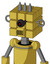Yellow Droid With Cube Head And Speakers Mouth And Black Cyclops Eye And Three Spiked