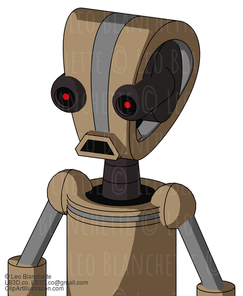 Cardboard Robot With Droid Head And Sad Mouth And Black Glowing Red Eyes #22548