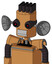 Peach Mech With Cylinder Head And Teeth Mouth And Black Glowing Red Eyes And Pipe Hair